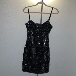 Zara Sequin Black Mini Dress